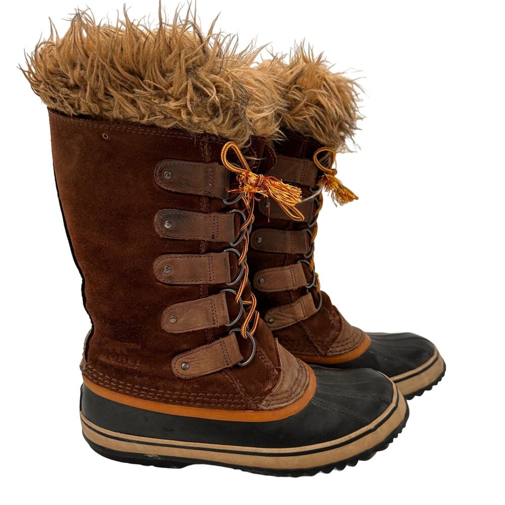 Sorel Women's Brown Joan of Arctic Leather Snow Boots Size 9